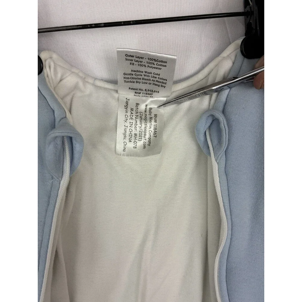 Baby Merlin's Magic Sleepsuit Small 3-6 Months Blue Cotton Swaddle Sleep Suit